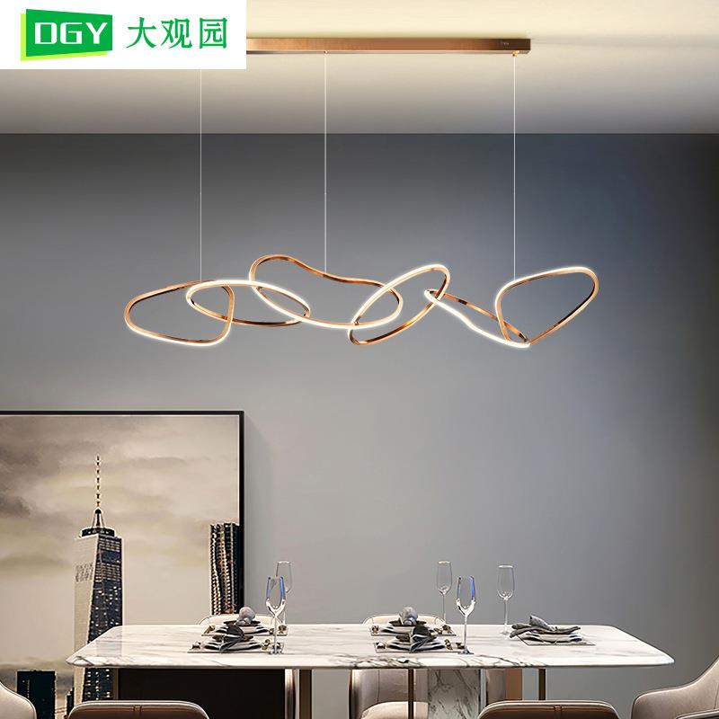 大观园圆环吊灯极简约现代创意个性设计师吧台轻奢餐厅餐桌灯048L