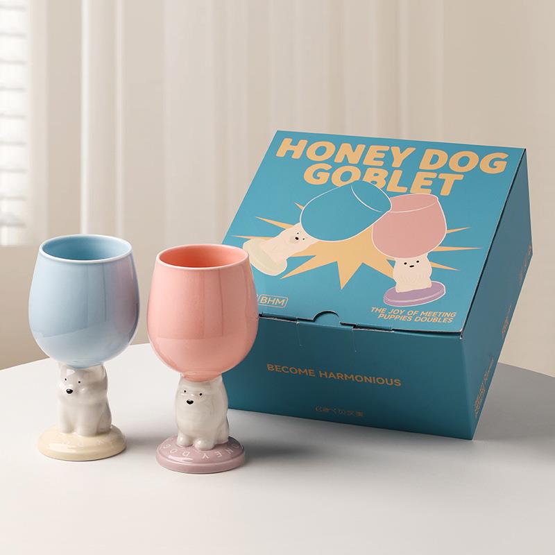 景德镇陶瓷情侣水杯高脚杯子送女生闺蜜男友新婚结婚订婚生日礼物