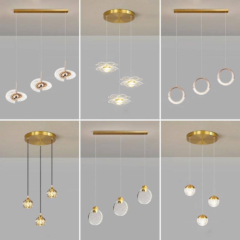 卧室现代简约个性轻奢艺术餐厅吊灯三头饭厅餐桌具家用吧台灯创意