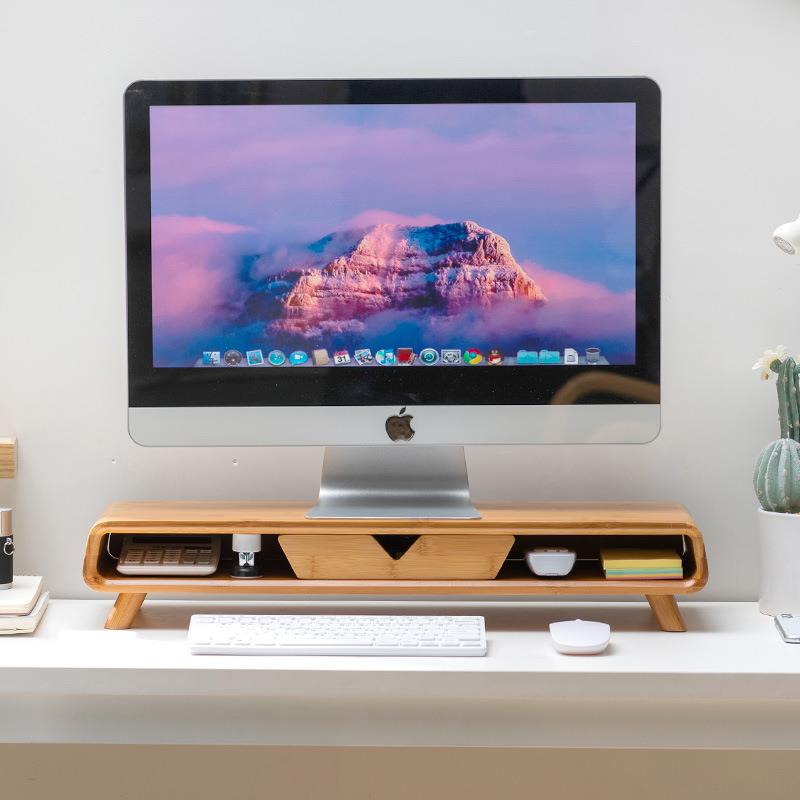 弧形电脑显示器增高架台式电脑抬高架办公室桌上键盘置物收纳支架