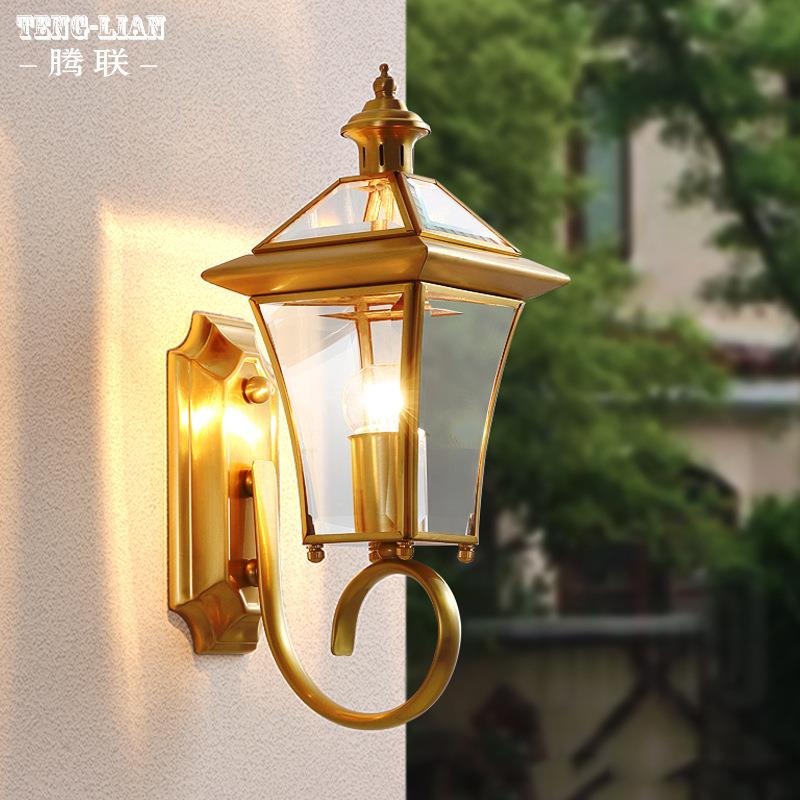 美式户外全铜壁灯别墅门口阳台壁灯客厅背景墙楼梯楼顶防水壁灯具