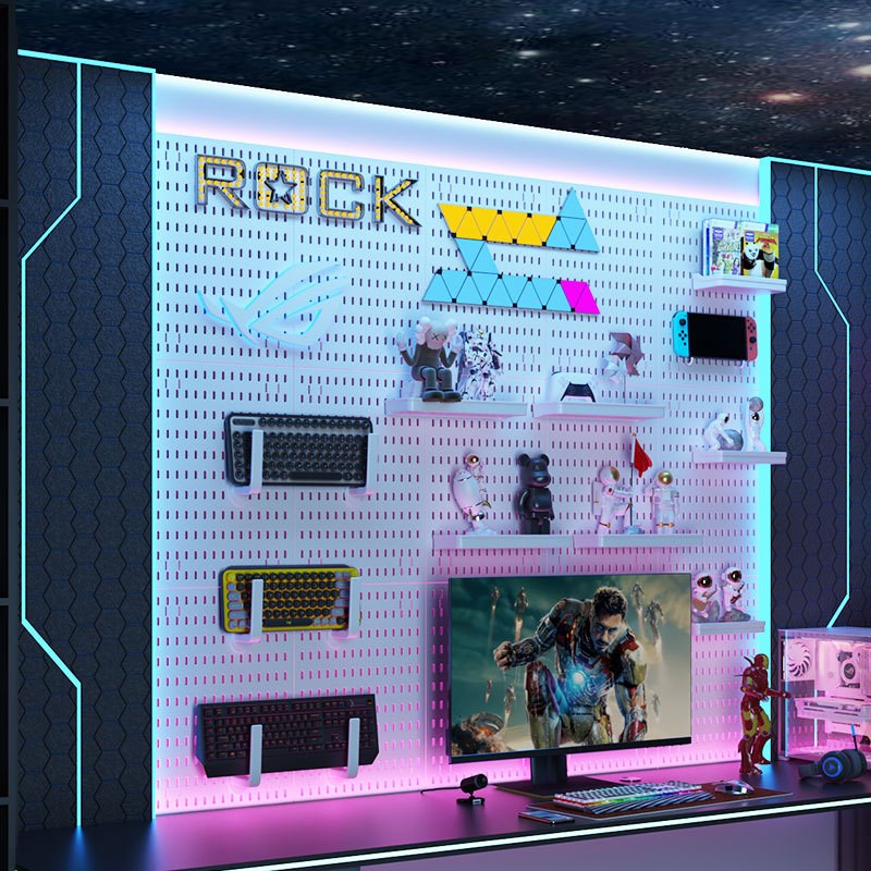 洞洞板置物架展示架收纳架挂板挂钩厨房I墙壁挂架方孔挂板墙上落