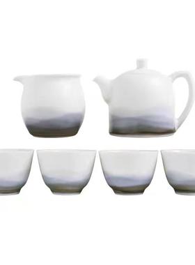 新中式陶瓷茶具金钟壶套组创意水墨山水礼品设计师景德镇制装饰品