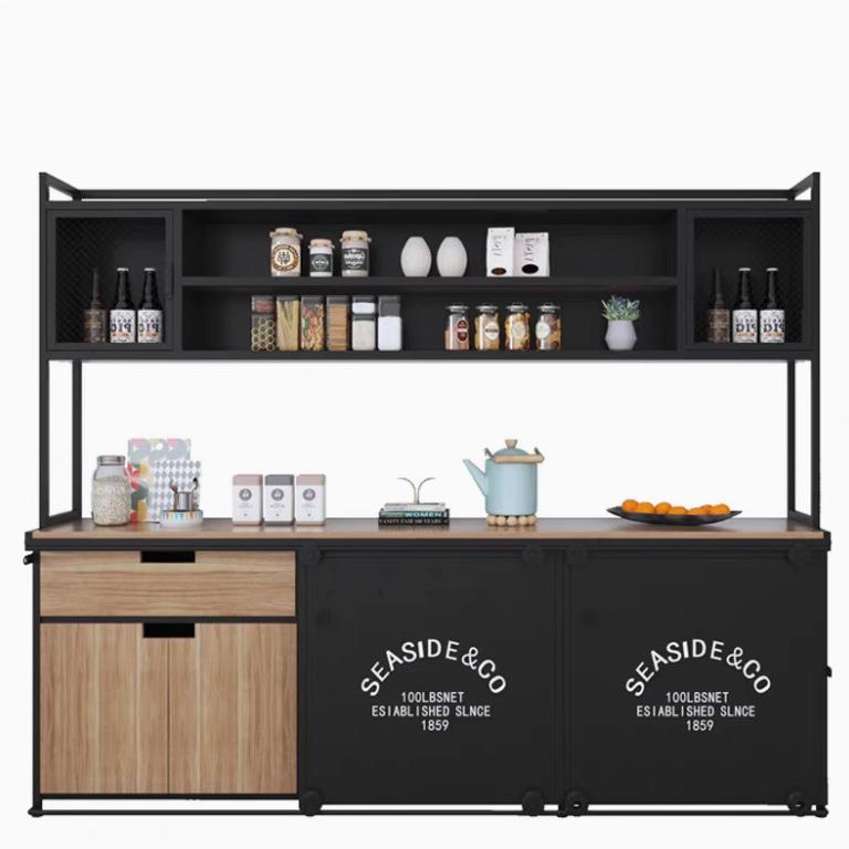 美式多功能餐边柜工业风储物柜铁艺备餐柜高柜咖啡柜茶水吧台商用