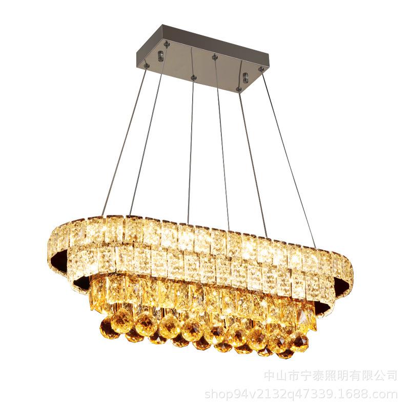 水晶灯餐厅吊灯简约现代创意个性餐吊吧台长方形大气饭厅led灯具