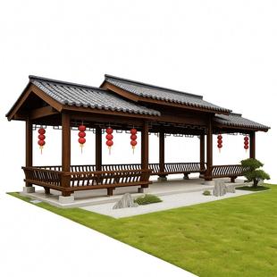 古建长廊防腐木凉亭户外庭院走廊景观亭木质风雨廊桥校园文化连廊