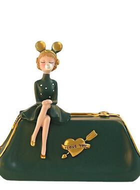 创意少女纸巾盒轻奢客厅设计纸抽茶几纸盒收纳创意家用抽纸盒摆件