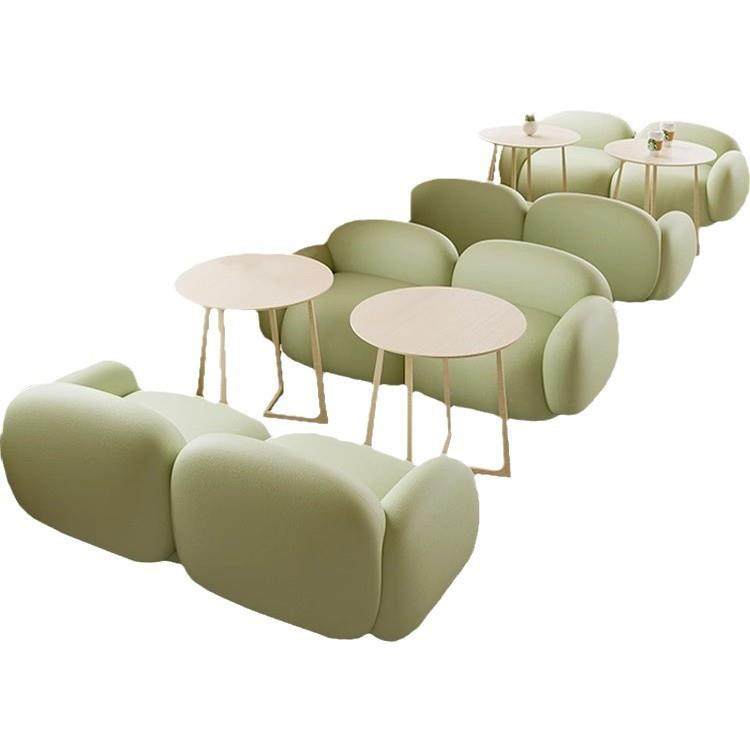 法式奶油ins风奶茶店咖啡厅桌椅组合餐厅民宿书吧休闲区接待沙发