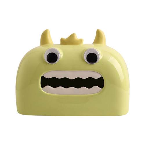 贝汉美高级感创意搞怪小怪兽陶瓷纸巾盒送人家用客厅桌面装饰摆件