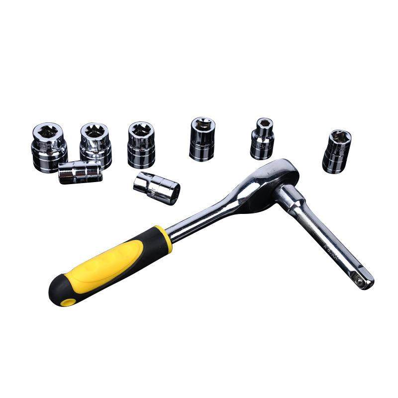 五金工具45#钢12pc套筒扳手自动快速扳手套装汽修工具组套