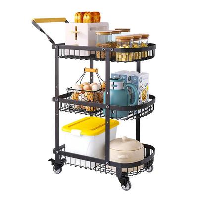 家用三层收纳小推车零食架厨房卧室多功能可移动收纳置物架小推车