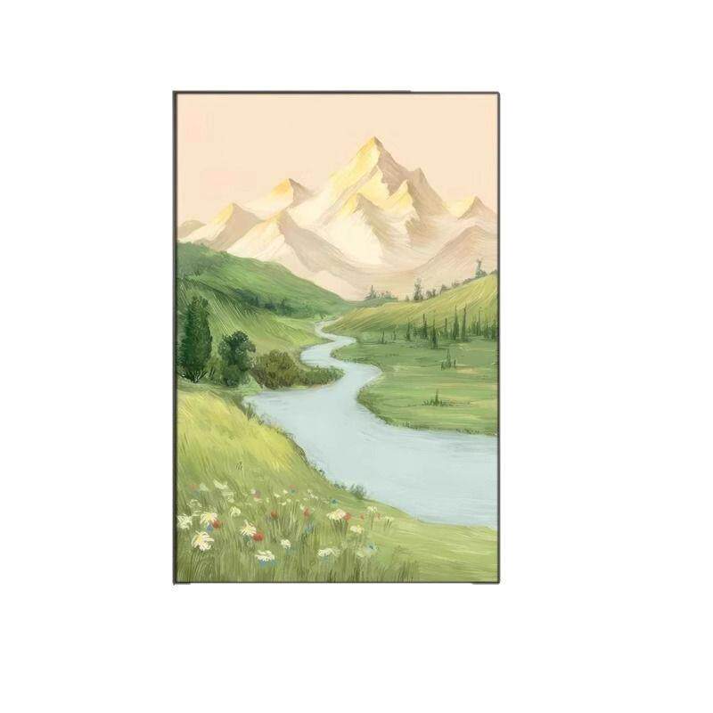 客厅装饰画沙发背景墙挂画原木奶油风日照金山玄关壁画山水画卧室