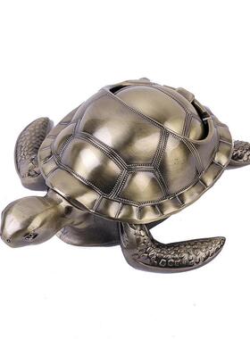 复古金属海龟带盖防风防摔创意烟灰缸装饰工艺品办公室家居摆件