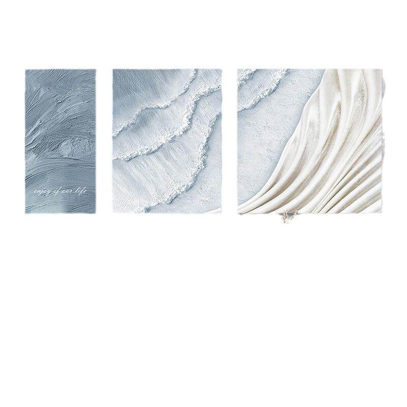 奶油风客厅装饰画现代简约抽象沙发背景墙壁画北欧高级感三联挂画