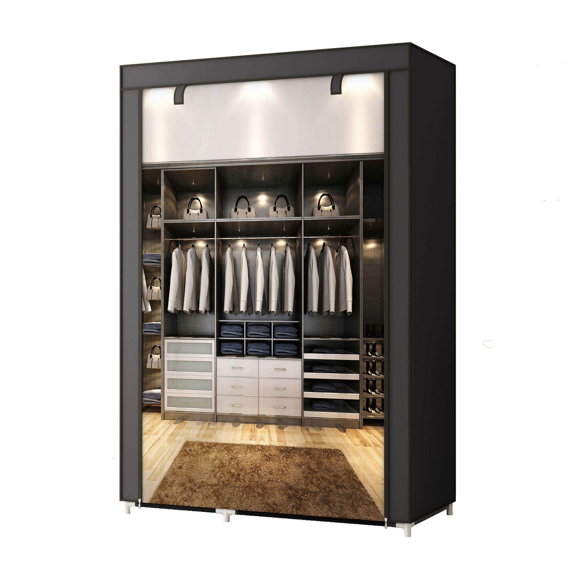 外贸现货简易衣柜卧室出租屋家用衣架收纳折叠储物防尘布衣橱