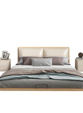 床1.8米主卧婚床现代简约小户型北欧双人床皮床皮艺大床天蓝色