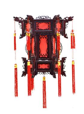 实木大红布木雕仿古宫灯木制婚庆节日喜庆灯笼花灯茶楼中式灯具