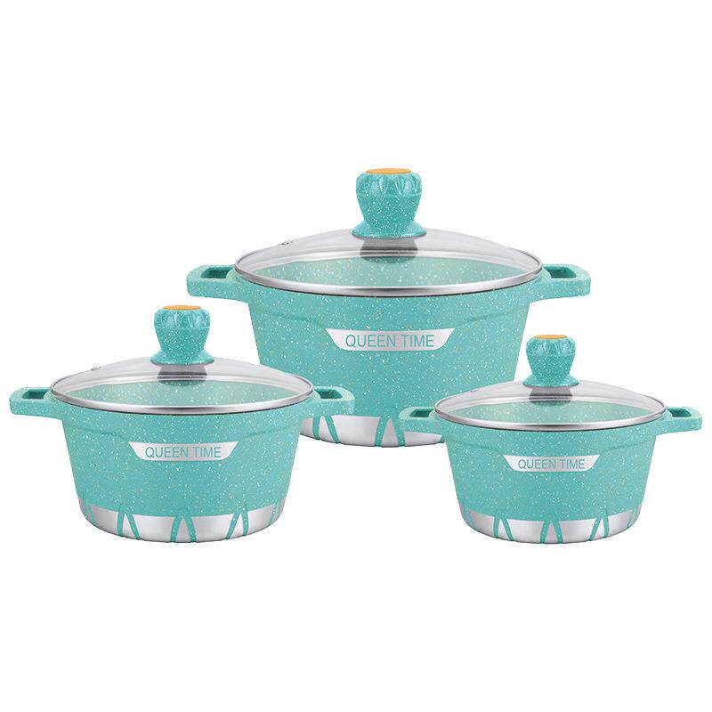 外贸烹饪锅具套装压铸汤锅家用炒锅铝锅pot爆款不粘锅