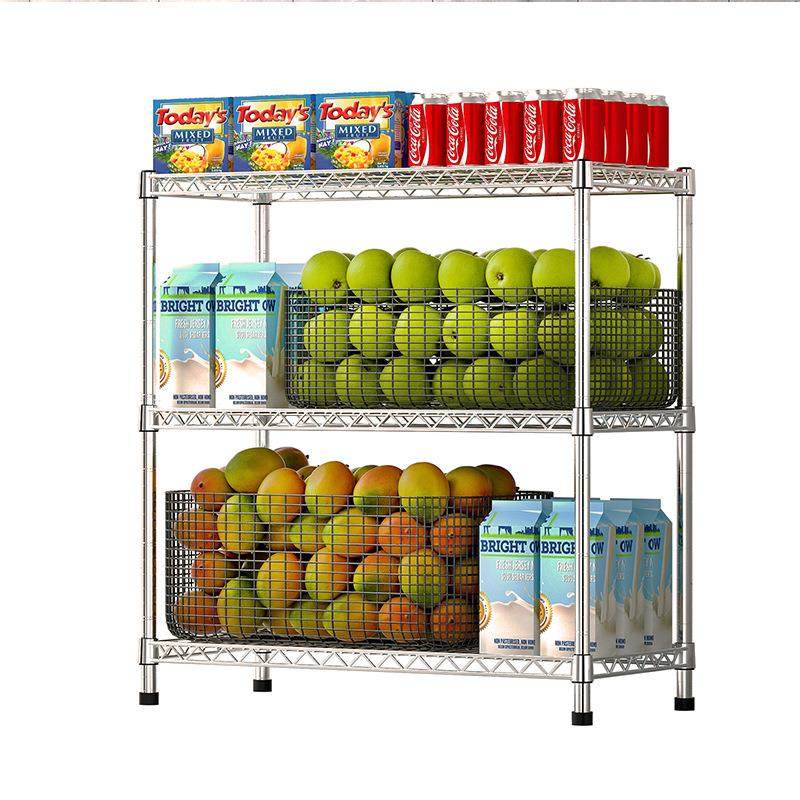 新款304不锈钢厨房置物架3层落地碳钢收纳整理架水果蔬菜货架架子,厨房/烹饪用具,抹布架/厨房清洁收纳架,淘宝优惠券,粉丝福利购,淘宝优惠卷