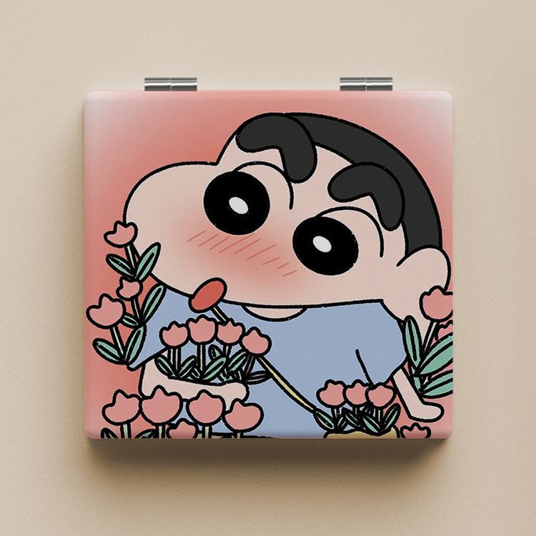 蜡笔小新镜子学生宿舍迷你化妆镜便携随身折叠补妆镜可爱情侣定制