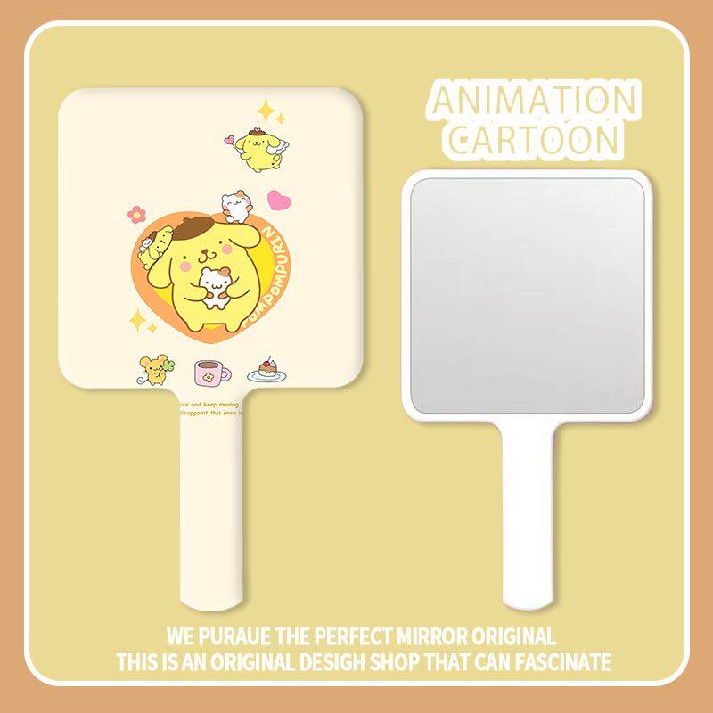 HelloKitty宿舍用随身携带手持镜高清手柄化妆镜补妆小镜手持卡套