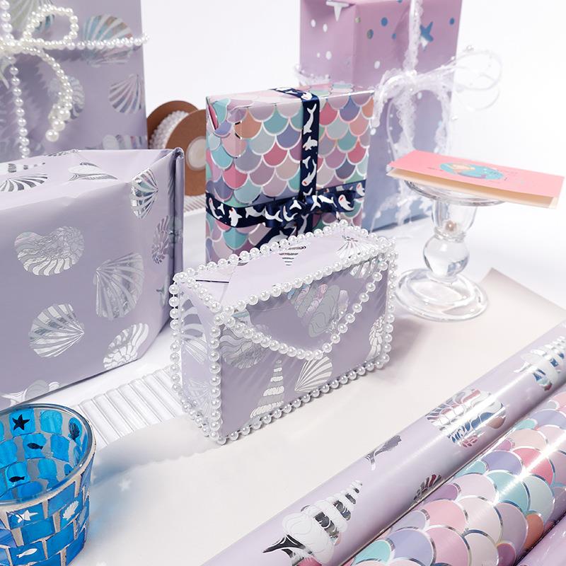 亚马逊生日快乐派对礼物包装纸情人节礼盒日常海洋元素亮光镀铝纸
