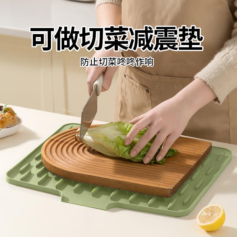 硅胶餐具沥水垫亚马逊水槽边碗碟收纳垫导流碗碟干燥滤水垫隔热垫