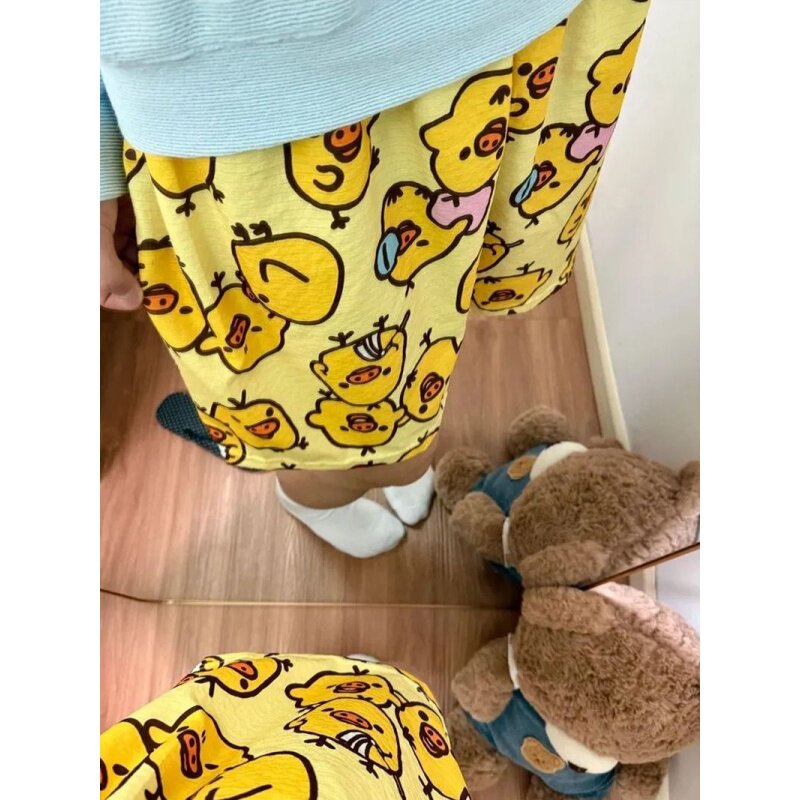 夏季女款宽松睡裤卡通鼻孔鸡长裤