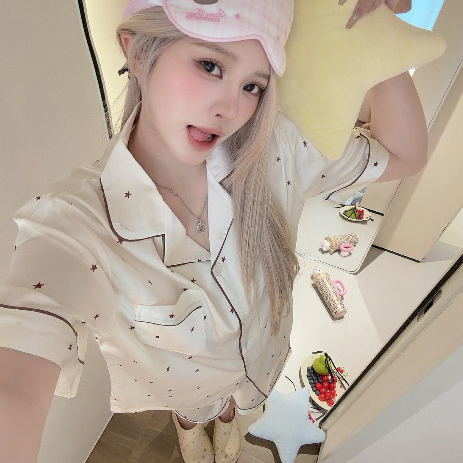 夏季薄款休闲甜美星星睡衣套装女