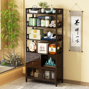 茶水柜办公室茶架置物架实木茶叶柜客厅餐柜茶W叶茶具储物柜
