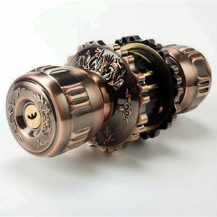 新款仿古球形龙球室内门锁红古锁圆锁月牙钥匙铜芯U卧室球型锁包