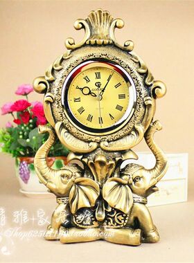 配件表盘摆件钟表大象欧式座钟客厅I卧室静音时钟树脂工艺品