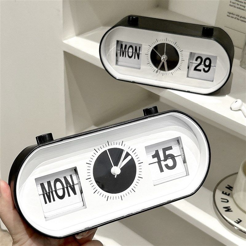 创意闹钟电子f时钟客厅桌面摆台式座钟自动机械带日历翻页钟表摆,家居饰品,座钟,淘宝优惠券,粉丝福利购,淘宝优惠卷