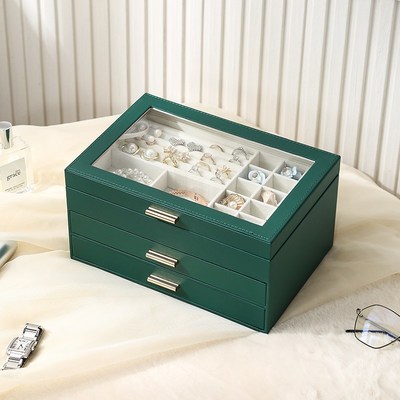 首饰盒精致高档j项链戒指高级防氧化大容量耳环饰品盒子收纳盒多