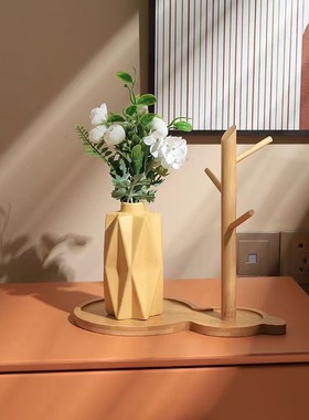 木质葫芦树杈首饰架托盘摆件家居入户玄关钥匙收纳装Z饰品置物架