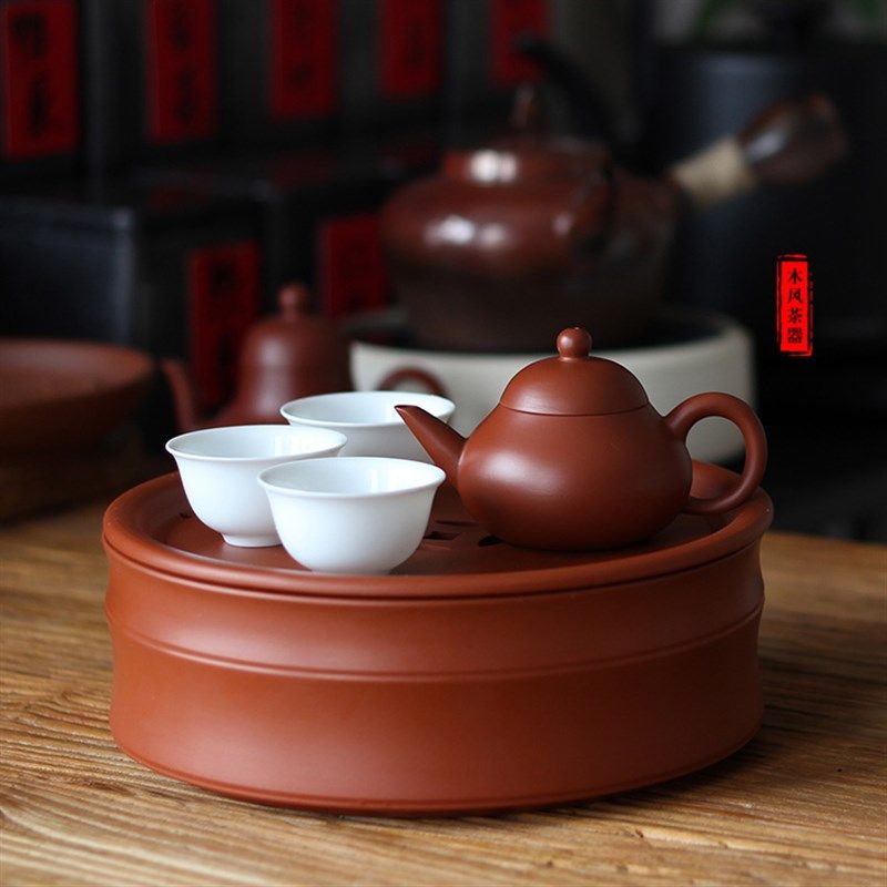 便携式旅b行茶具套装茶盘紫砂红泥茶船收纳包复古潮汕功夫户外陶,餐饮具,旅行茶具,淘宝优惠券,粉丝福利购,淘宝优惠卷