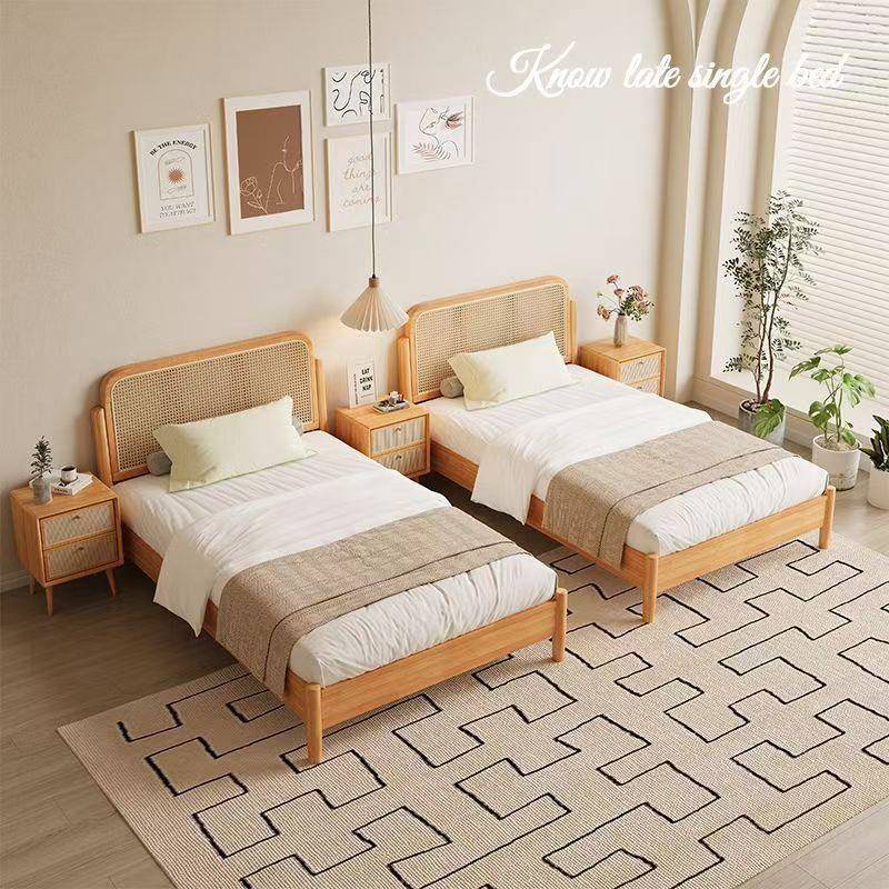 北欧木床现代民宿单人床双人床主卧1.2出租房简约1.5家用1.8