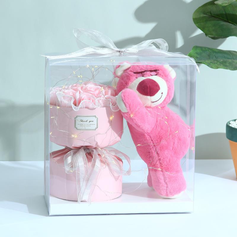 粉色熊香皂花花束礼盒生日礼物送老婆朋友闺蜜实用创意小清新特别