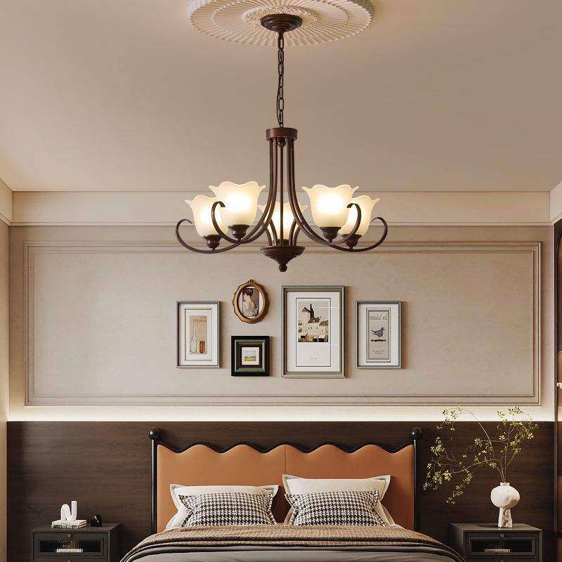 美式客厅吊灯复古法式铃兰玻璃中古大厅主灯浪漫卧室餐厅高级感灯,电子元器件市场,其它元器件,淘宝优惠券,粉丝福利购,淘宝优惠卷