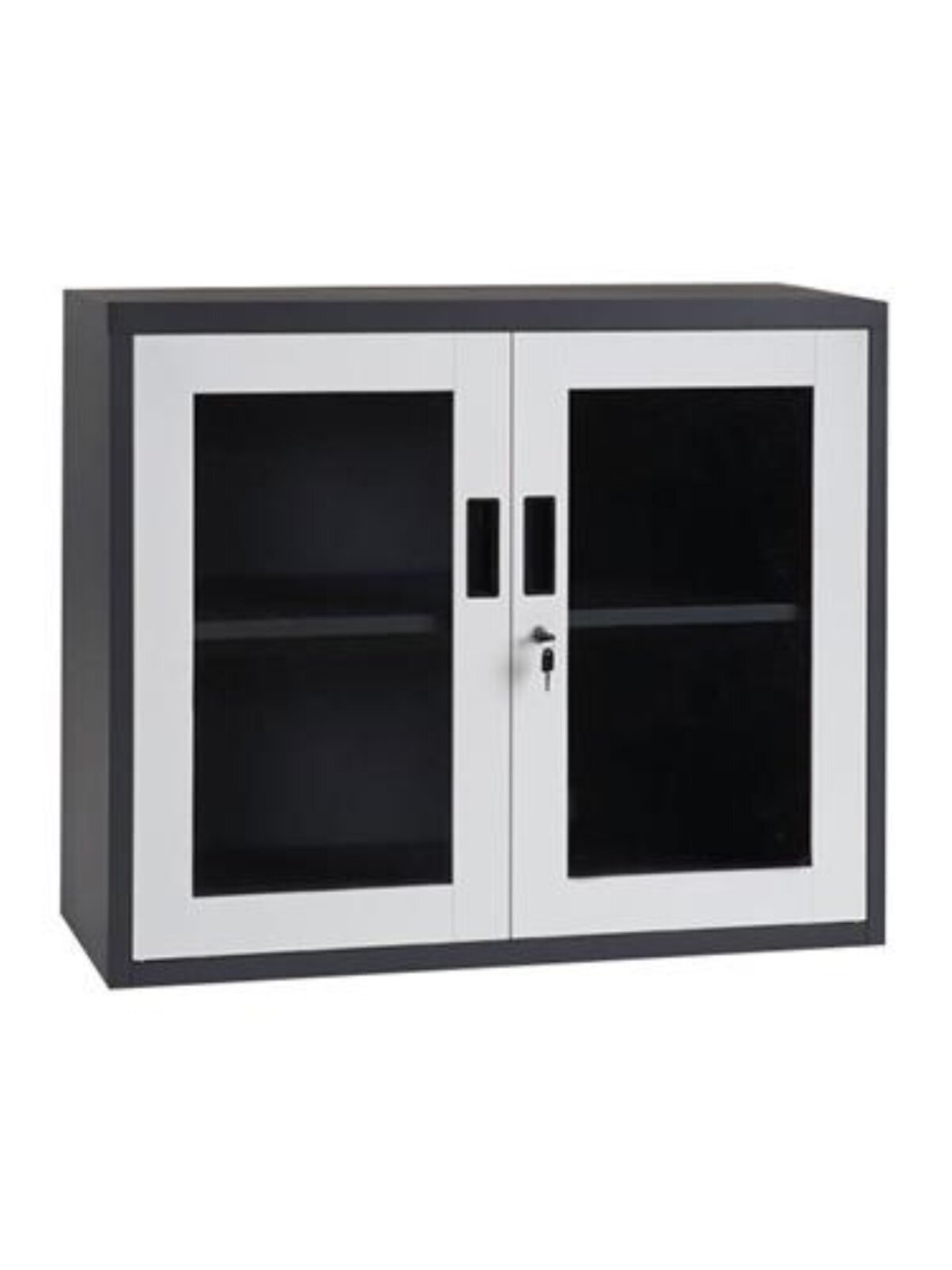 今丰钢制玻璃对开门矮文件柜桌下带锁活动柜打印机柜凭证柜