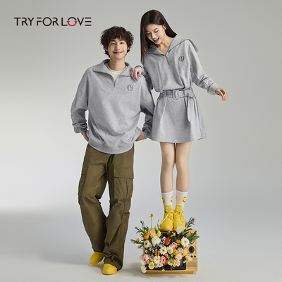 TRYFORLOVE情侣装卫衣连衣裙外套女2025春新款小众设计感一衣一裙