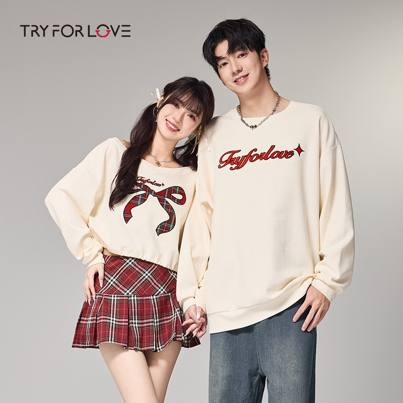 tryforlove【两件装】情侣装卫衣外套女2025甜甜蝶结秋新款秋装