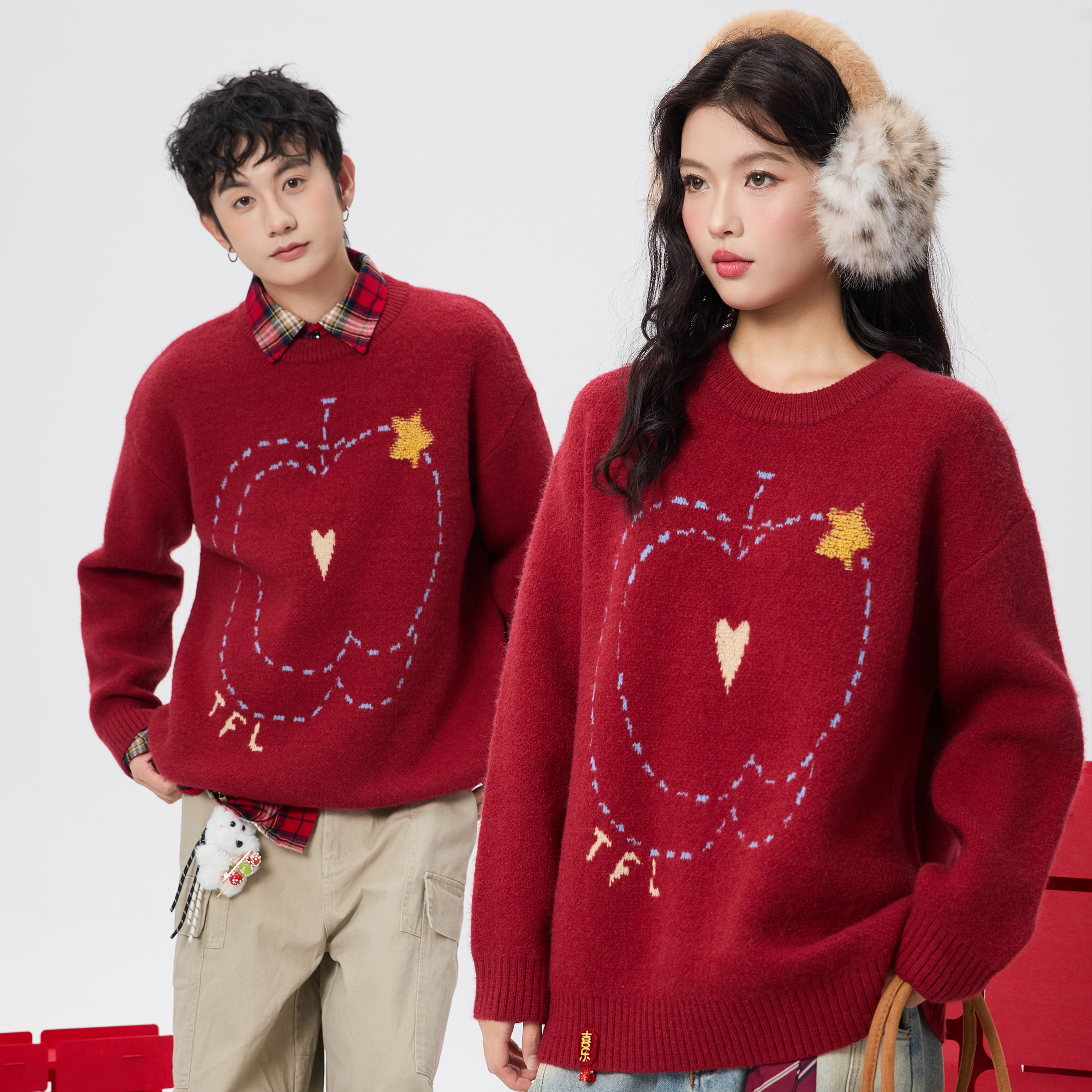 TRYFORLOVE新年本命年马年情侣装毛衣冬季2025新款高级感针织衫女