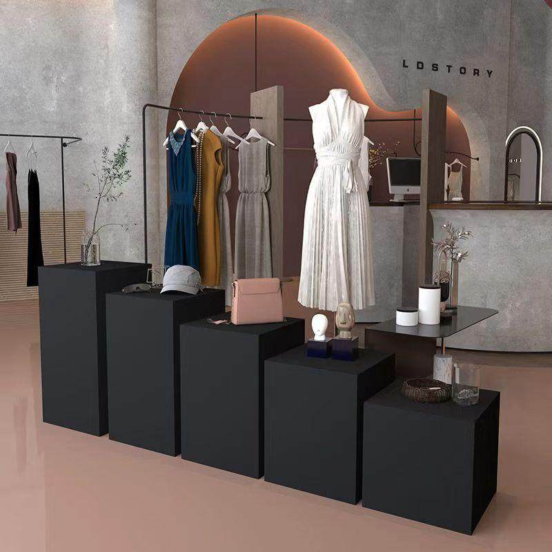 ?白色烤漆展示台方形立柱木质活动展览摆台学校工艺品模特站