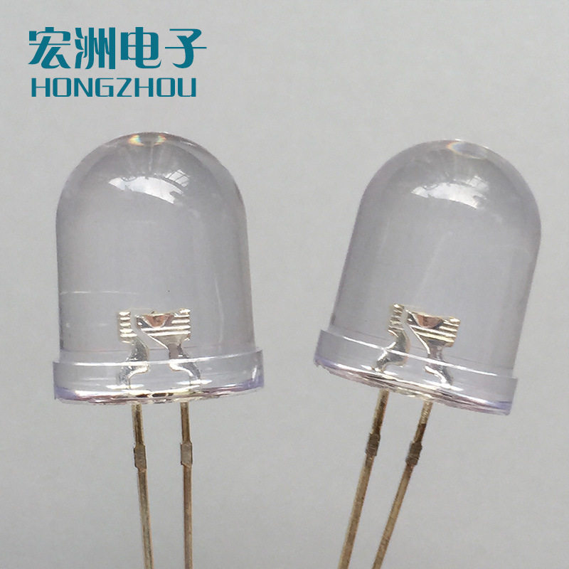 f10高亮白发黄光LED灯珠     10MM圆头有边黄灯发光二极管