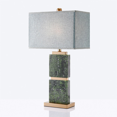 现代简约绿色大理石台灯新中式样板间别墅客厅卧室床头灯可调光