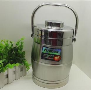 震龙传祺不锈钢双层真空保温提锅保温桶饭盒便当盒鼓形1.6L 2.2L