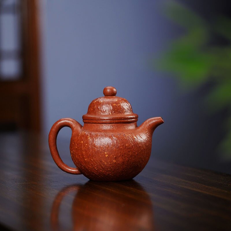 紫砂掇球粗砂紫砂壶公堂原矿红降坡茶具壶套装批发全手工朱泥茶壶