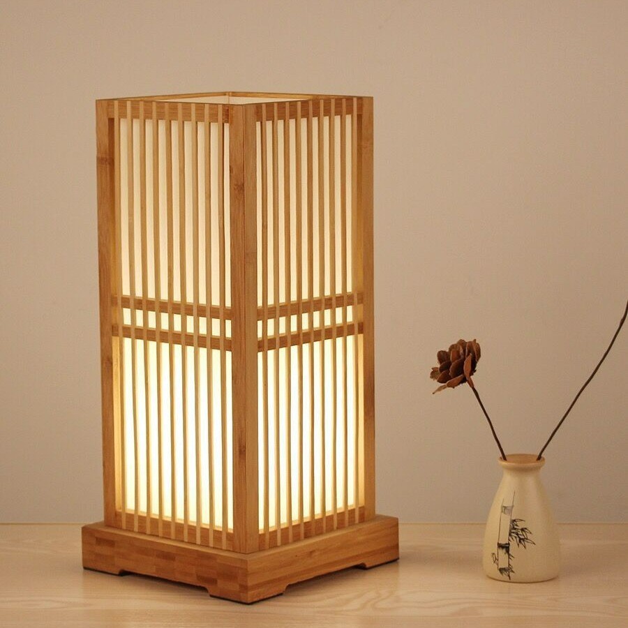 日式和风竹木艺床头落地灯
