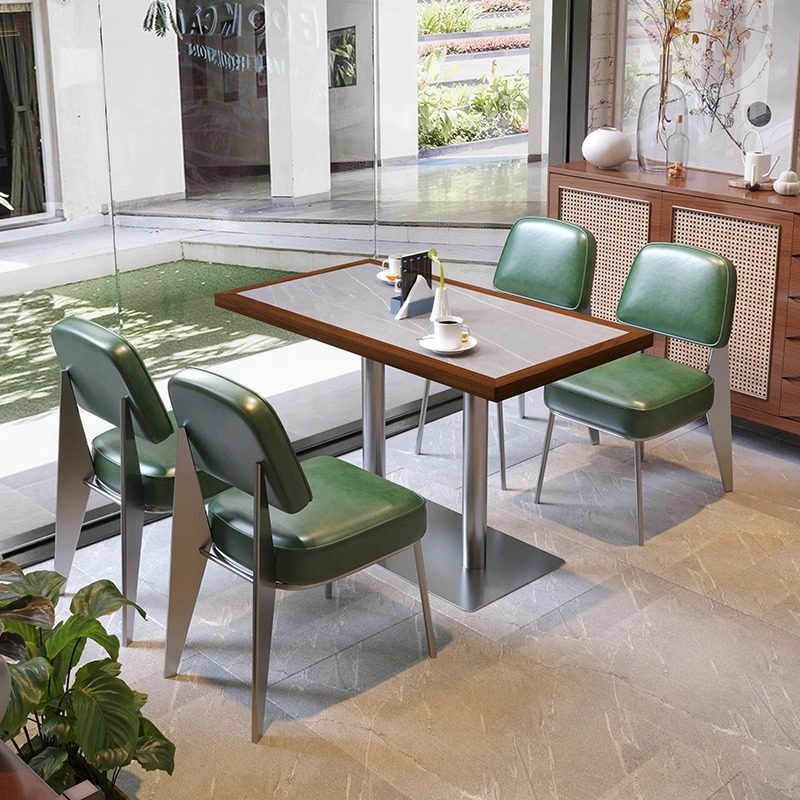 复古工业风火锅店方桌实木岩板桌椅组合酒吧咖啡厅日料店餐厅桌子